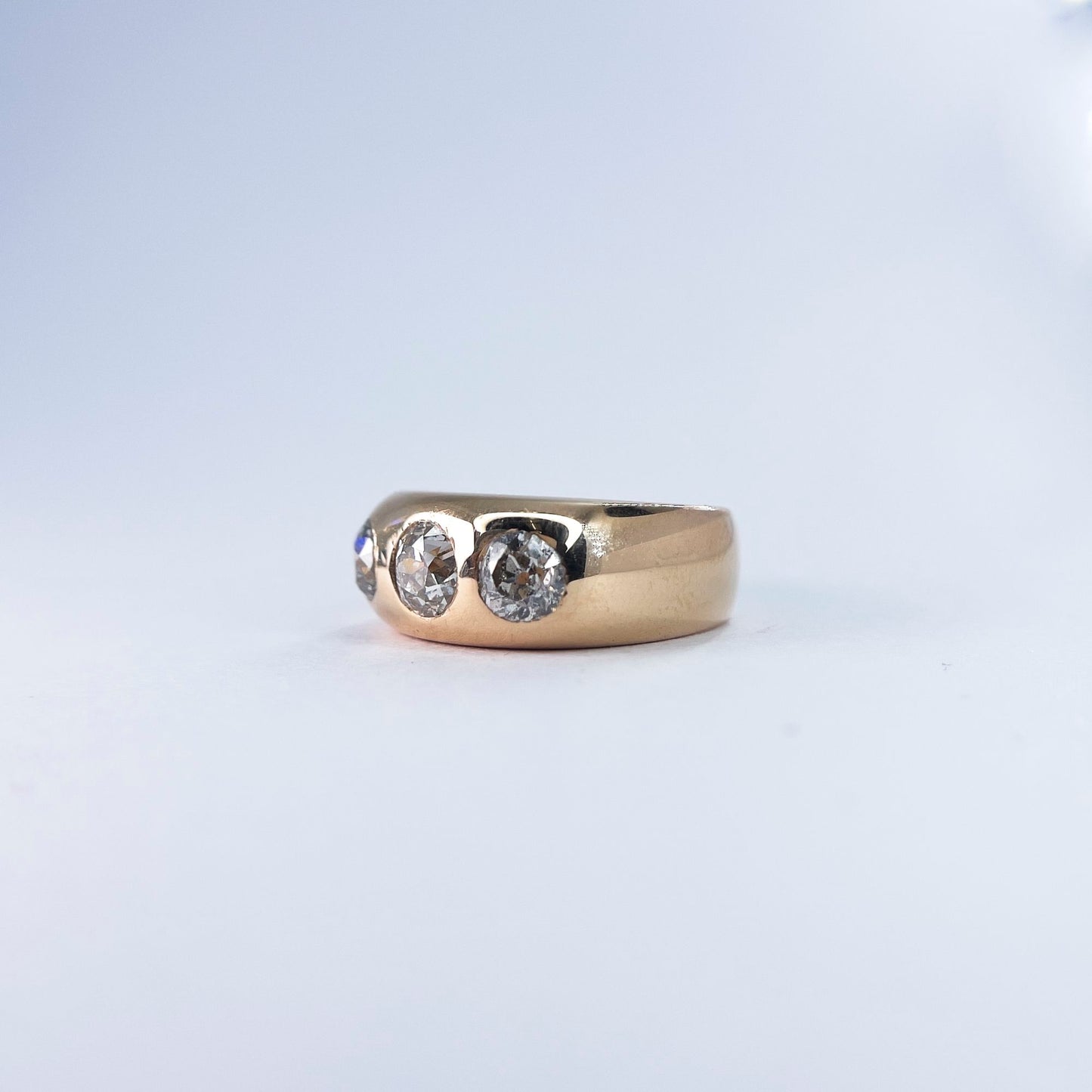 18K Rose Gold Gypsy Cut Inlay Diamond Ring