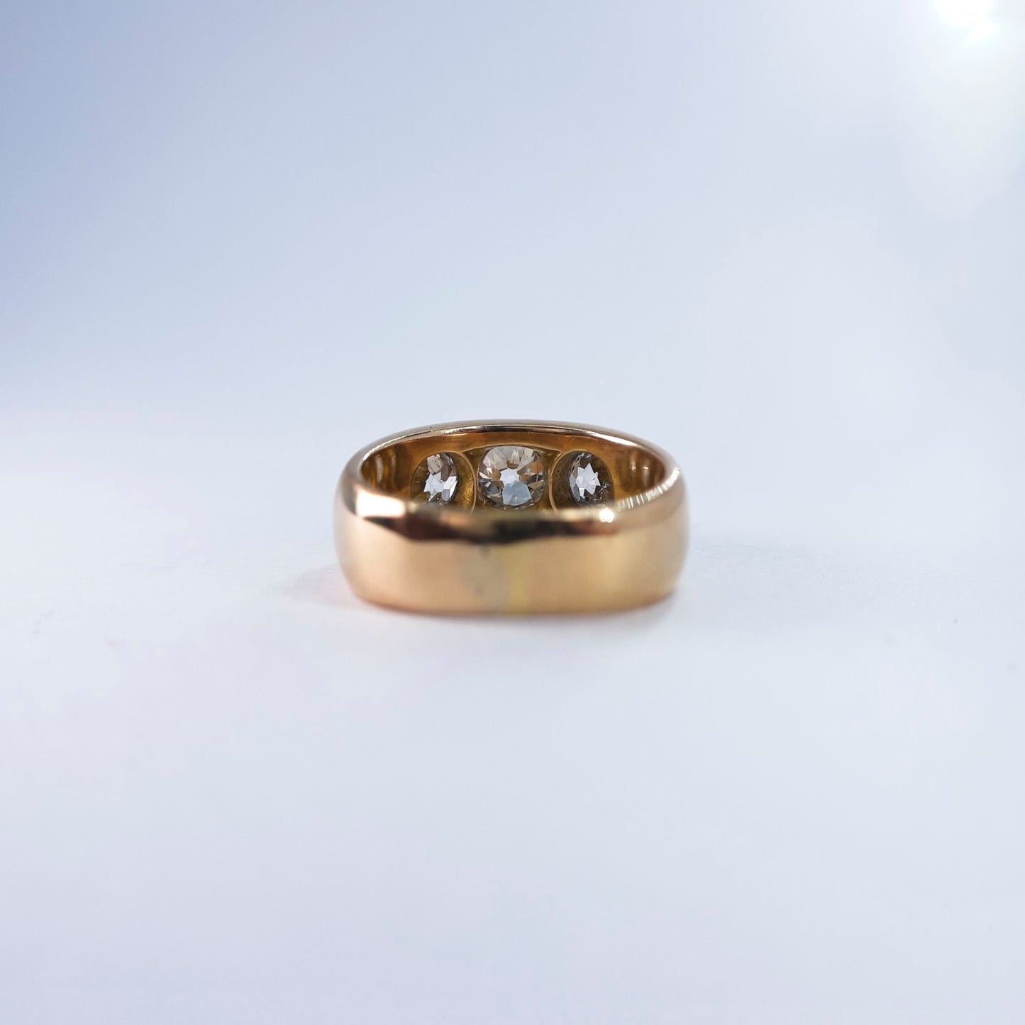 18K Rose Gold Gypsy Cut Inlay Diamond Ring
