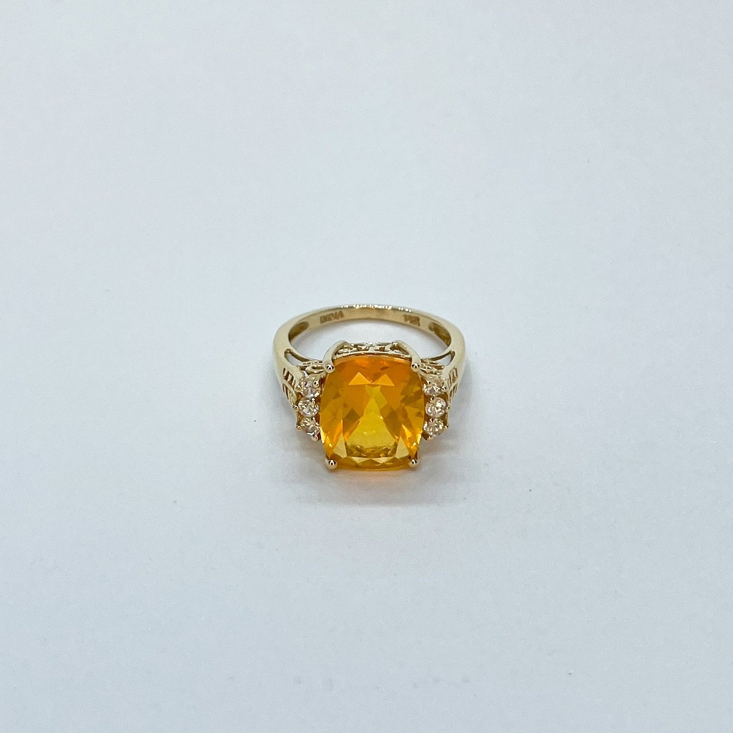 18K India Faceted Fire Opal Ring
