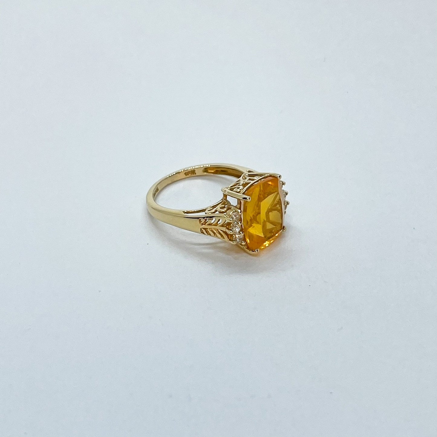 18K India Faceted Fire Opal Ring