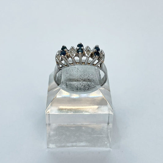 10K Sapphire Diamond Band Ring