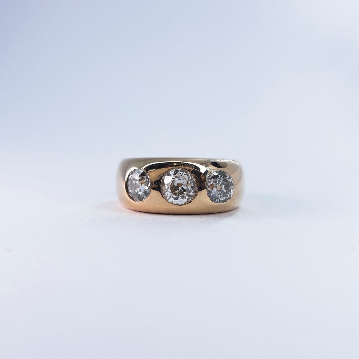 18K Rose Gold Gypsy Cut Inlay Diamond Ring