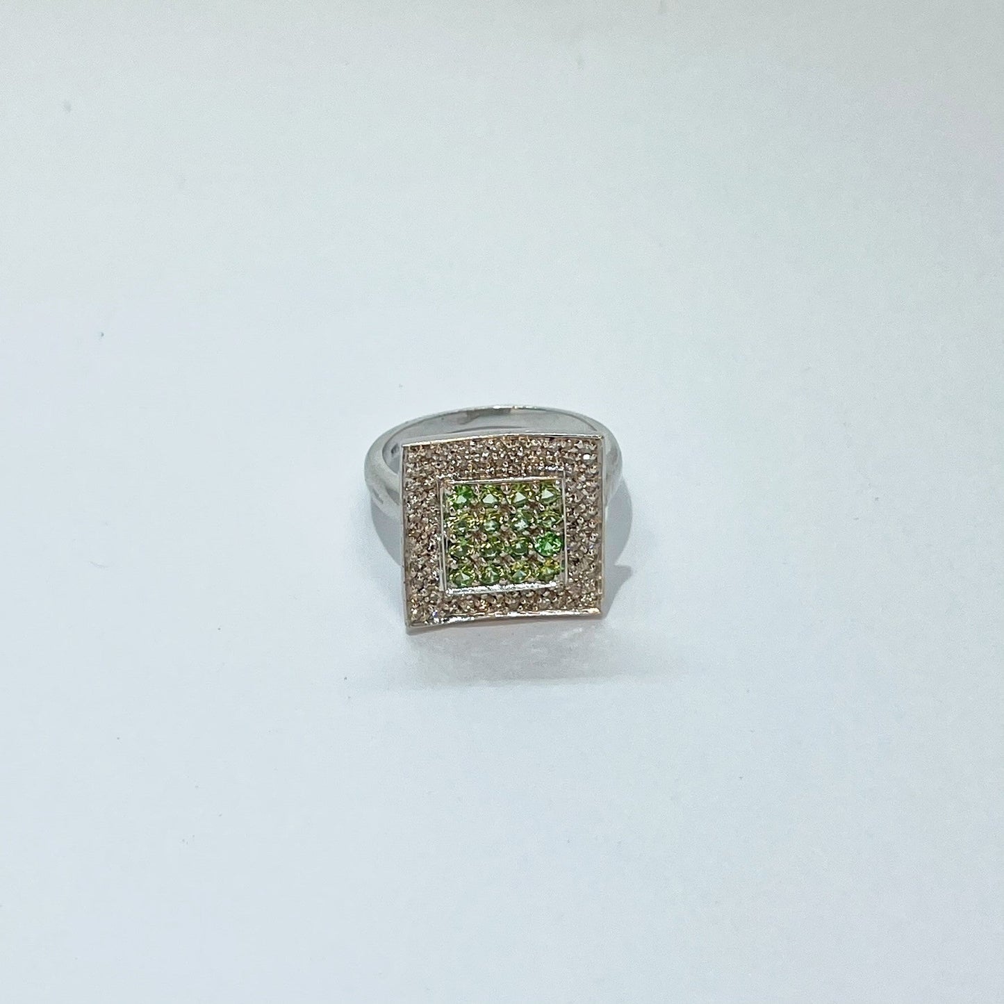 14K White Gold Square Ring