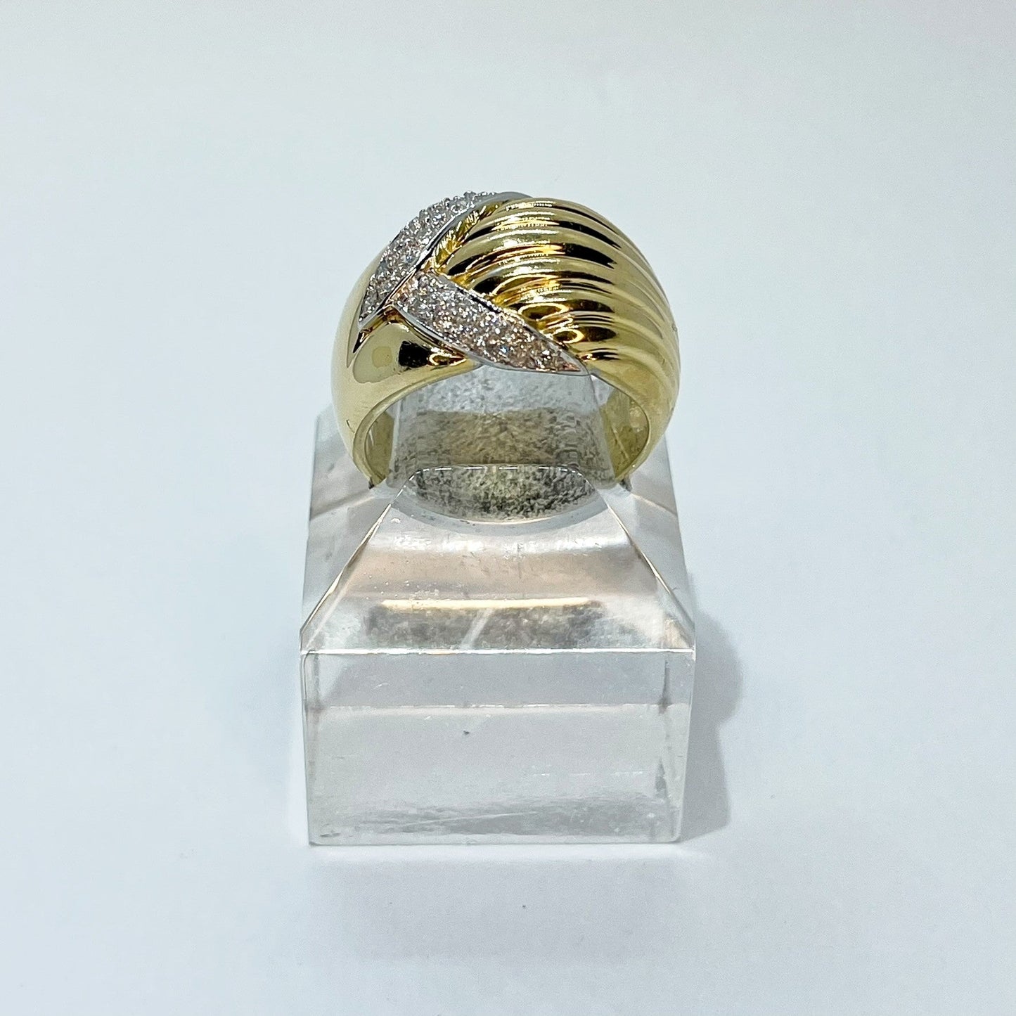 18K Two-Tone Gold French Pavee Diamond Ring