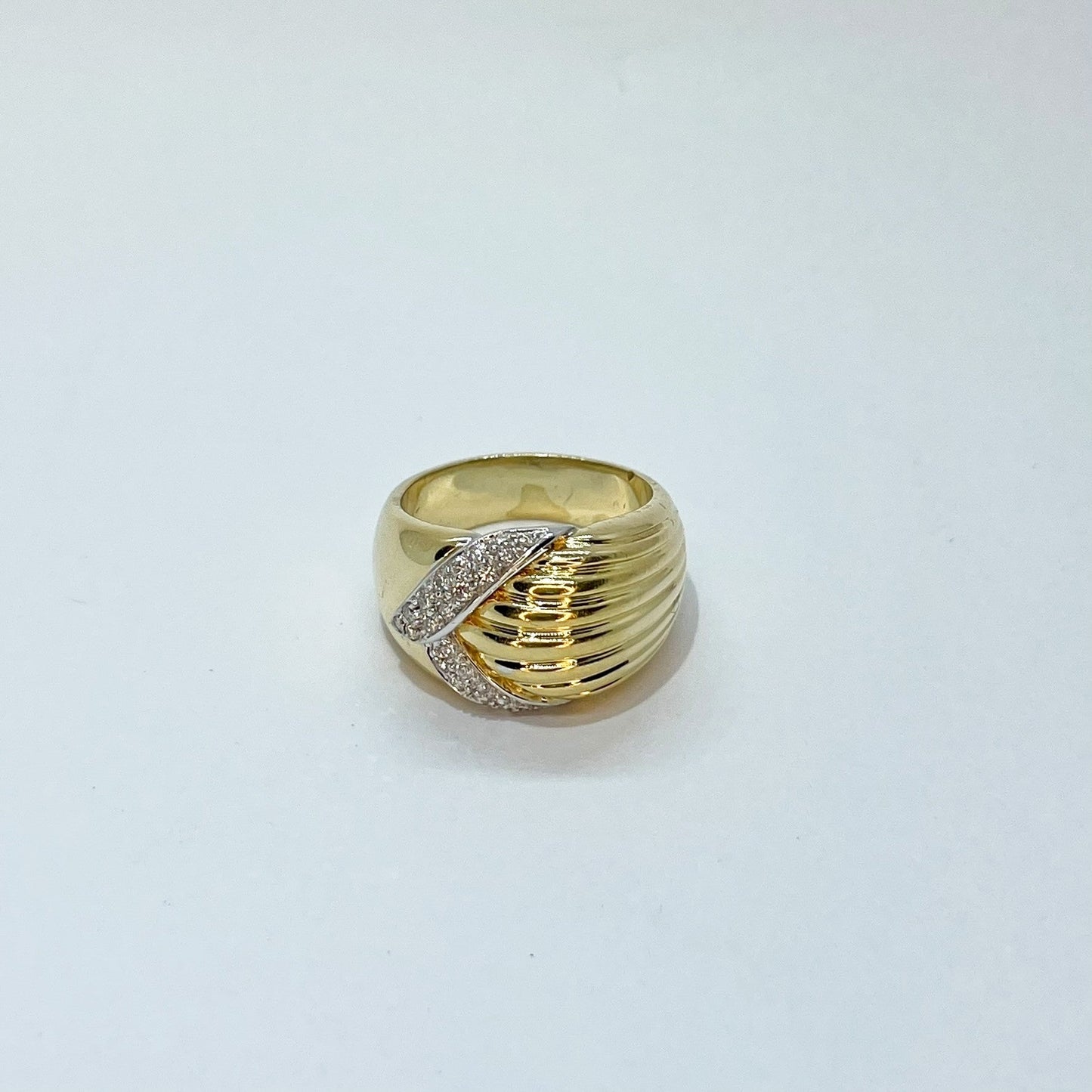 18K Two-Tone Gold French Pavee Diamond Ring