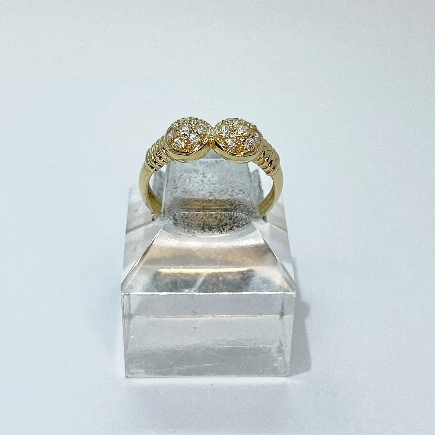 18K French Pavee Diamond Circles with Gold Banding Design