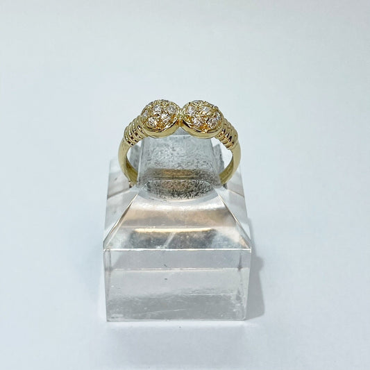 18K French Pavee Diamond Circles with Gold Banding Design