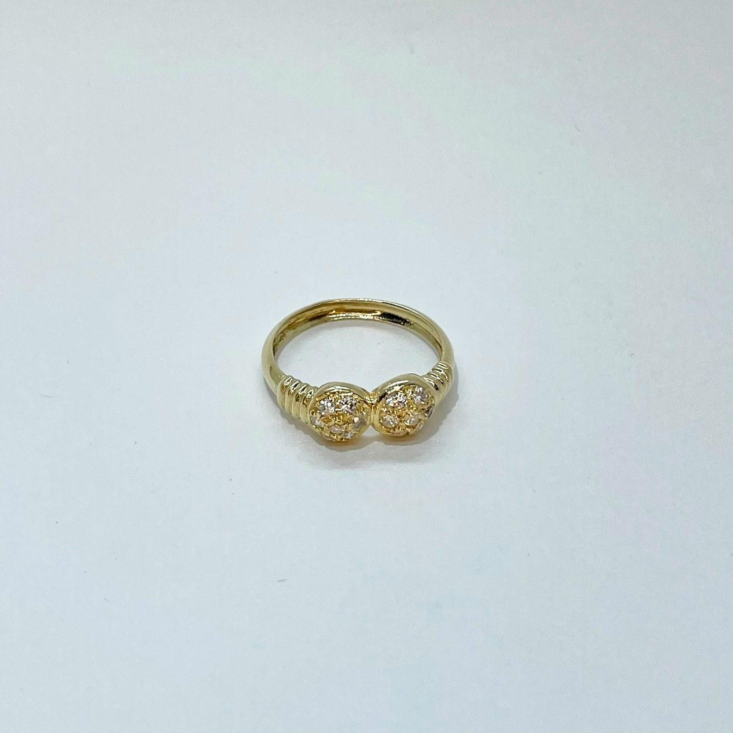 18K French Pavee Diamond Circles with Gold Banding Design