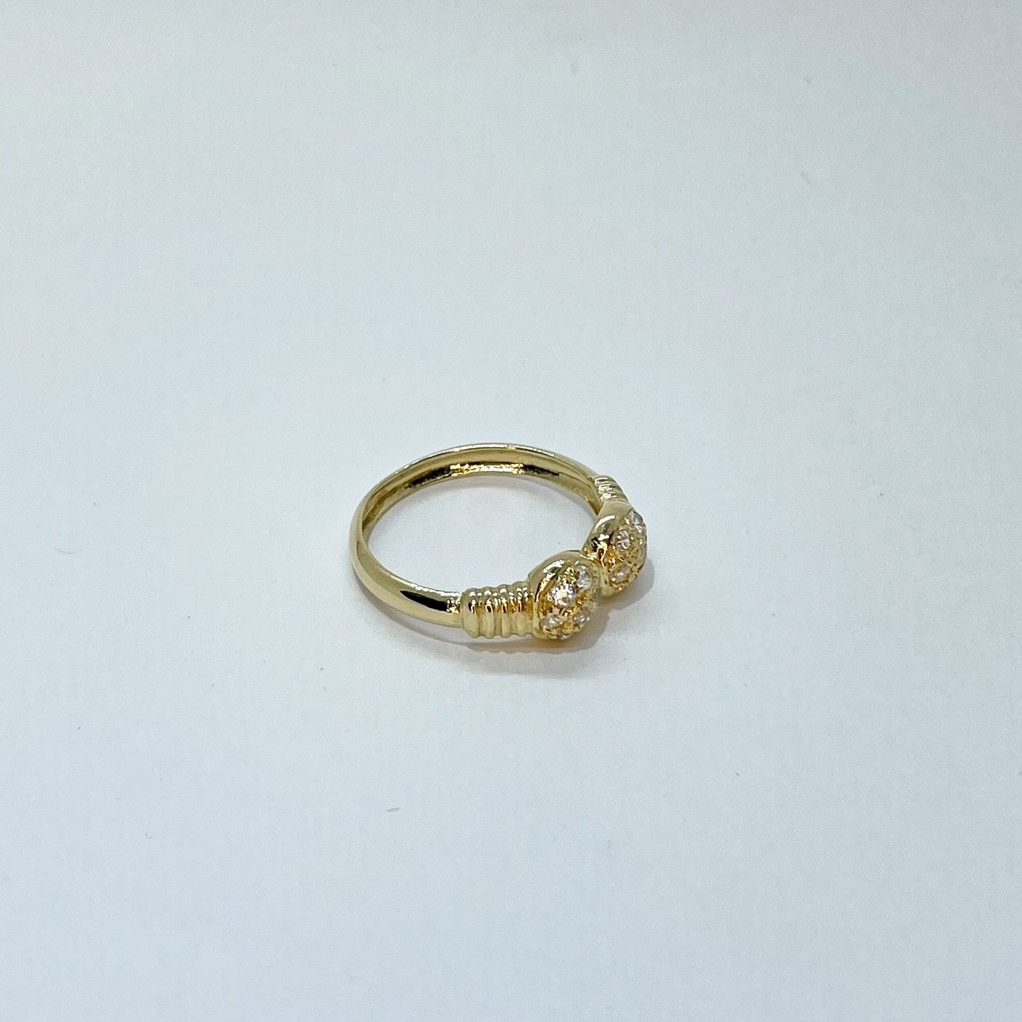 18K French Pavee Diamond Circles with Gold Banding Design