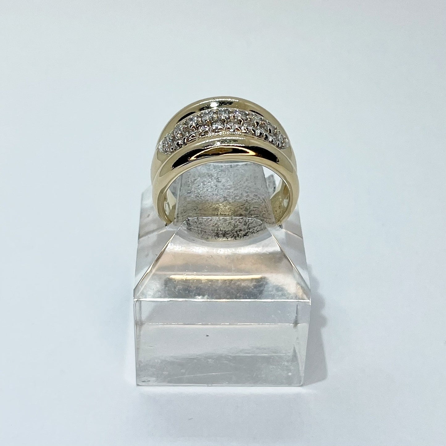 14K Two-Tone Band Pavee Diamond Ring