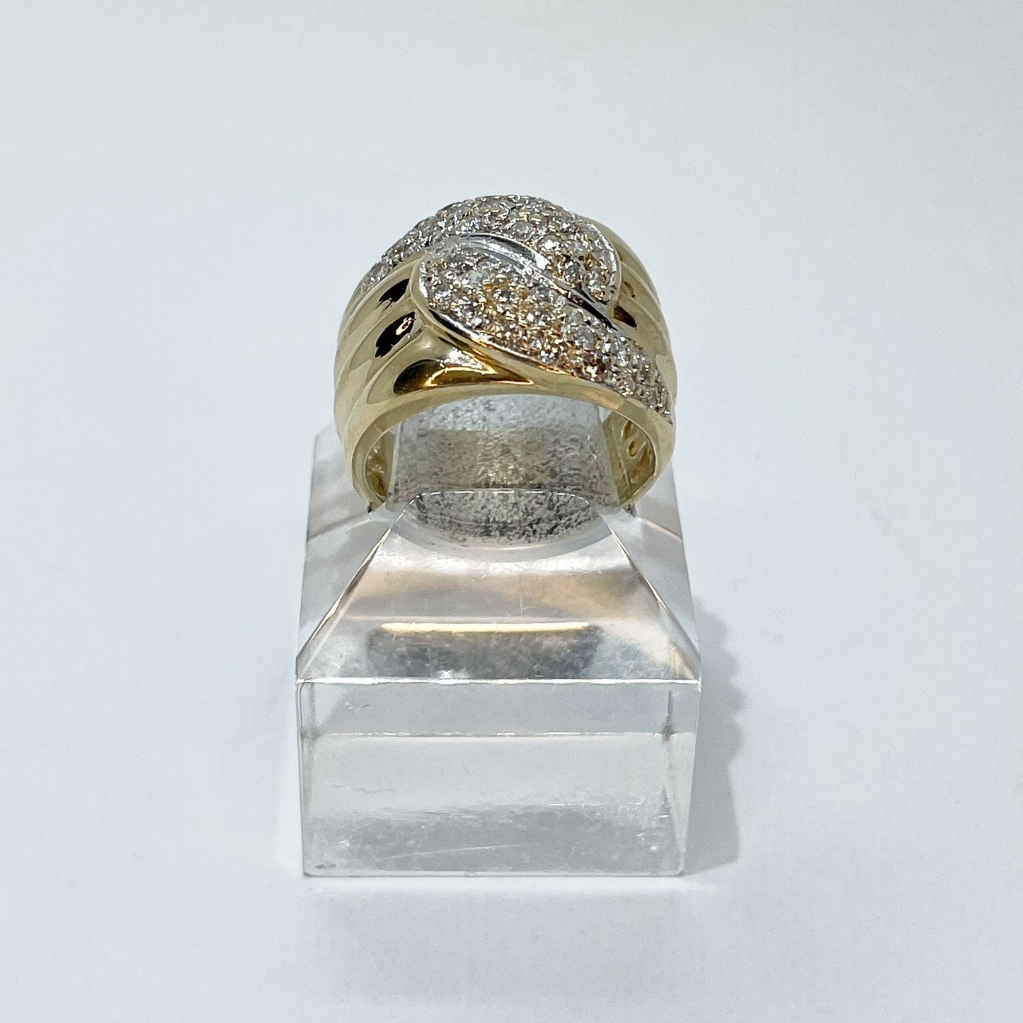 14K Swooped French Pavee Diamond Ring