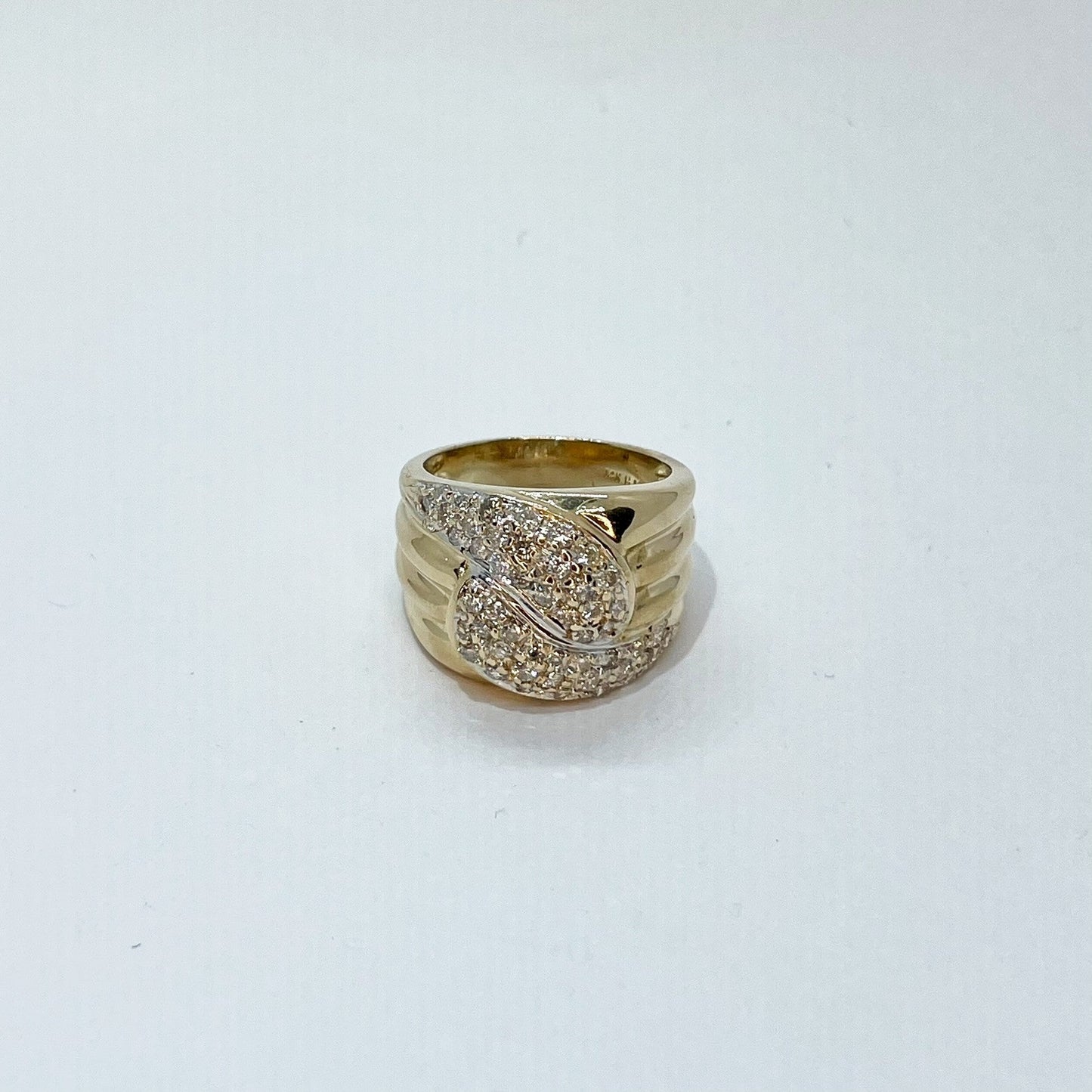 14K Swooped French Pavee Diamond Ring