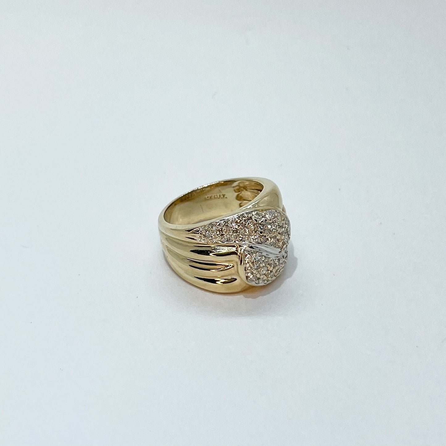 14K Swooped French Pavee Diamond Ring