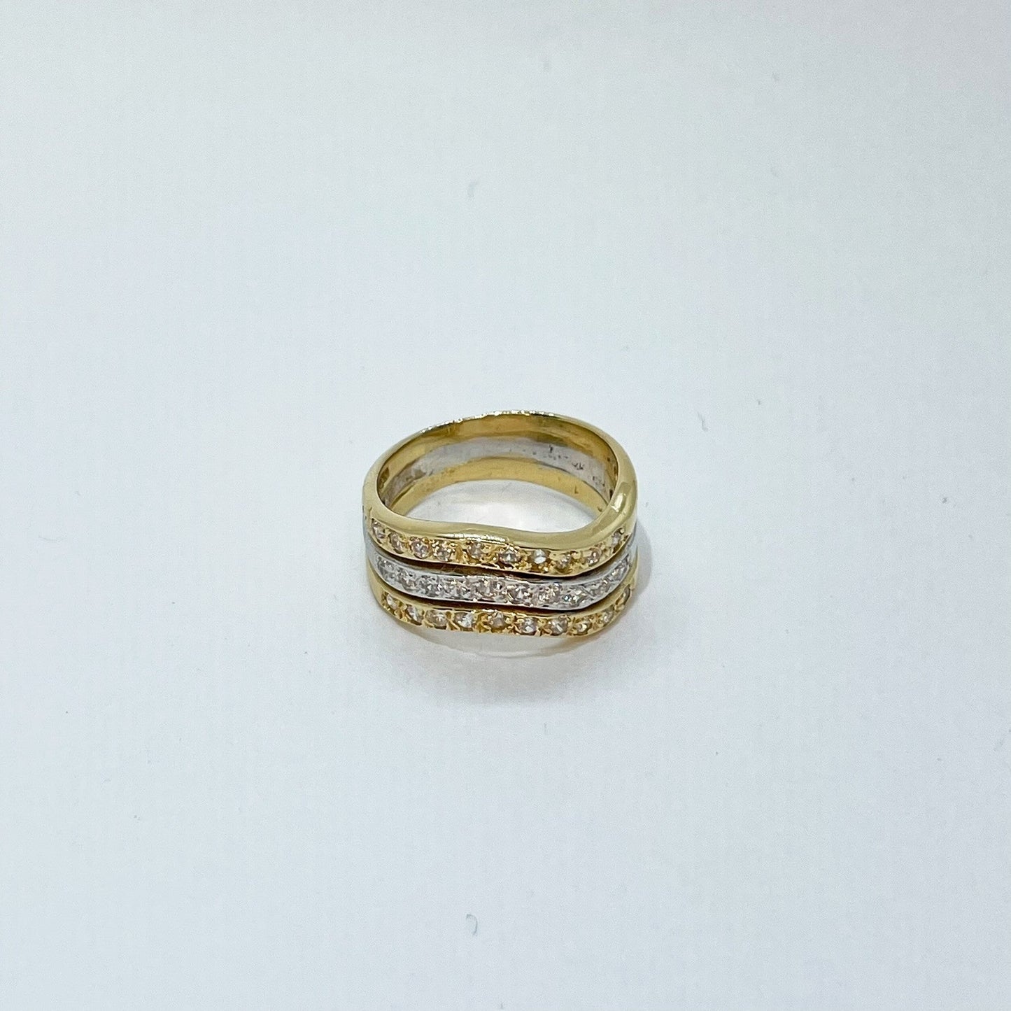 18K Three-Brand Two-Tone Stacked Ring