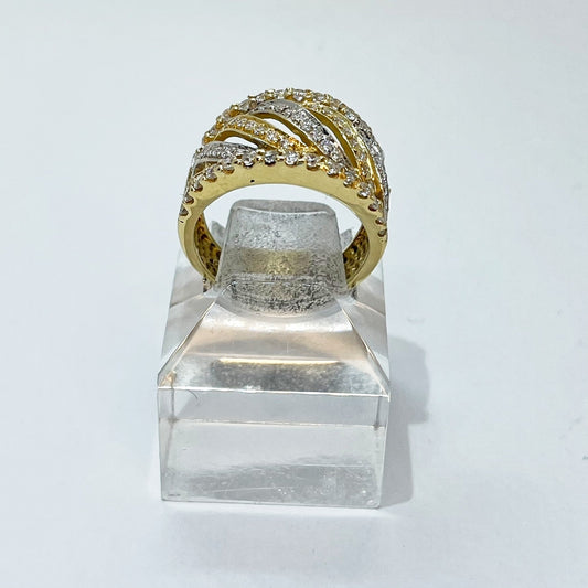 18K Two-Tone Striped Band Ring