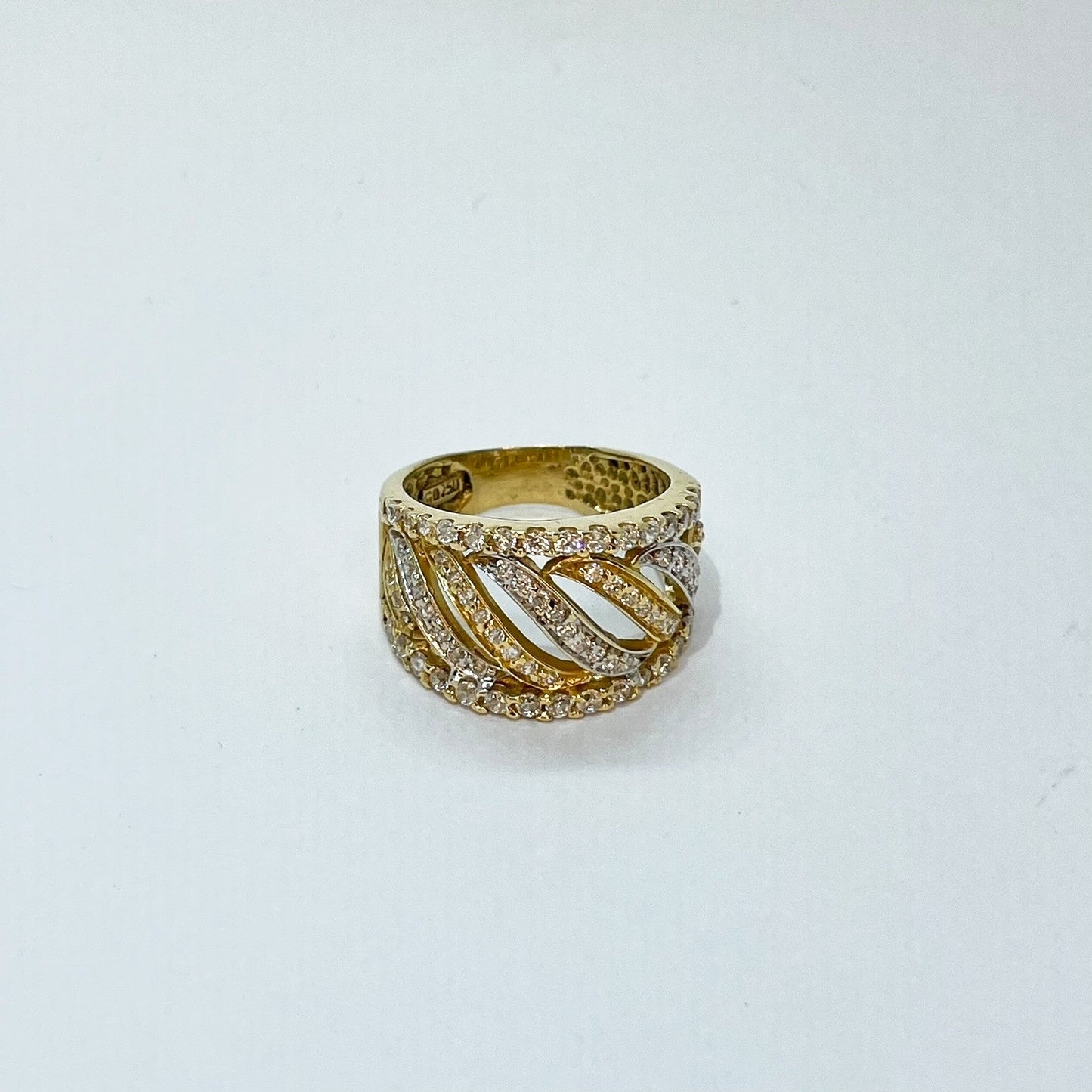 18K Two-Tone Striped Band Ring