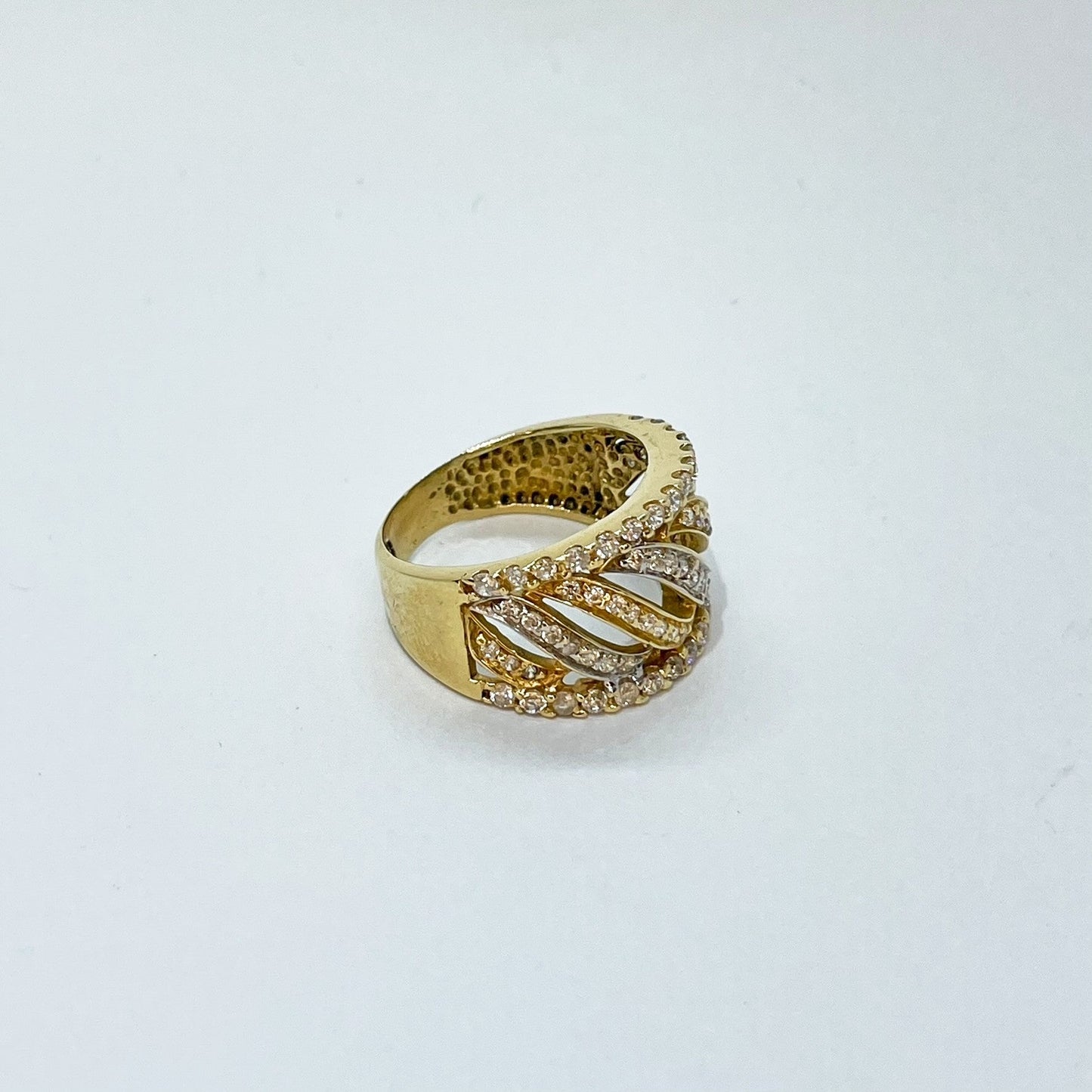 18K Two-Tone Striped Band Ring