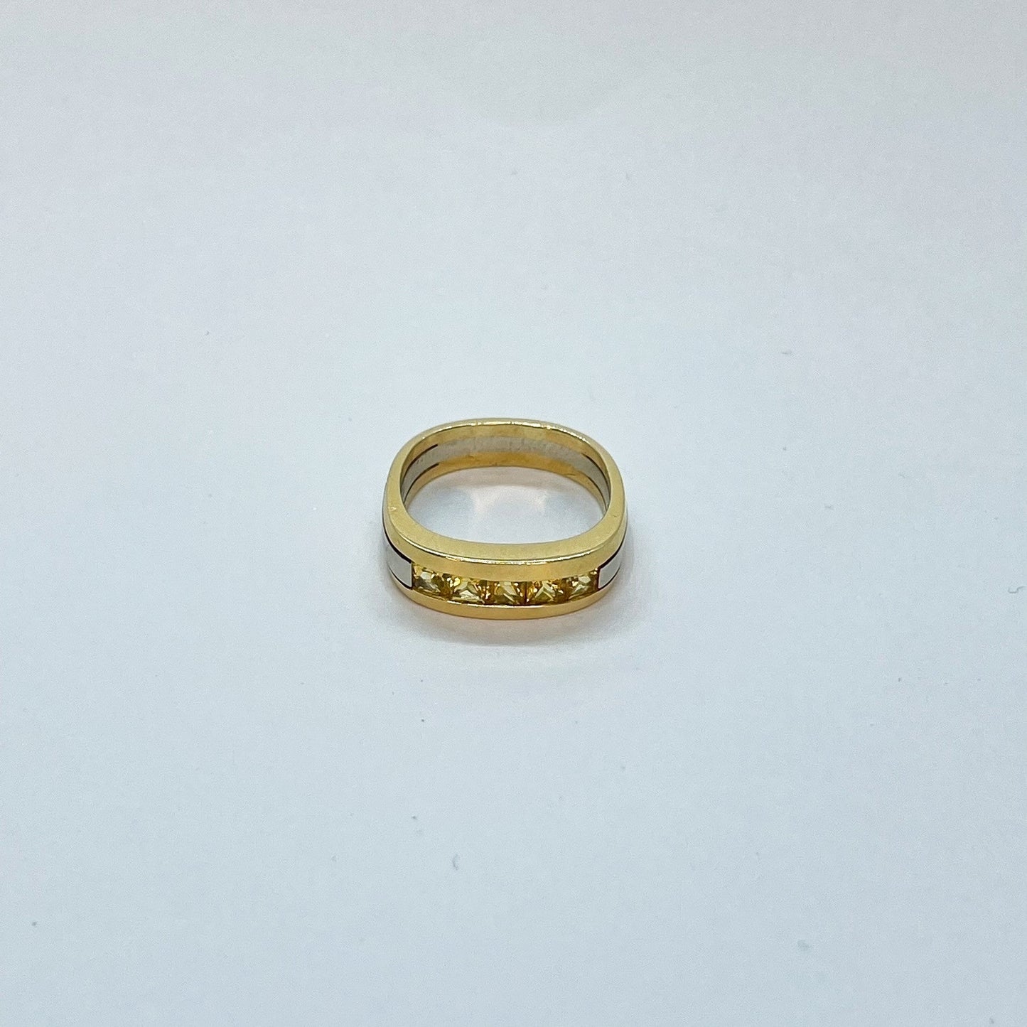 18K Two-Tone Band Yellow Sapphire Ring