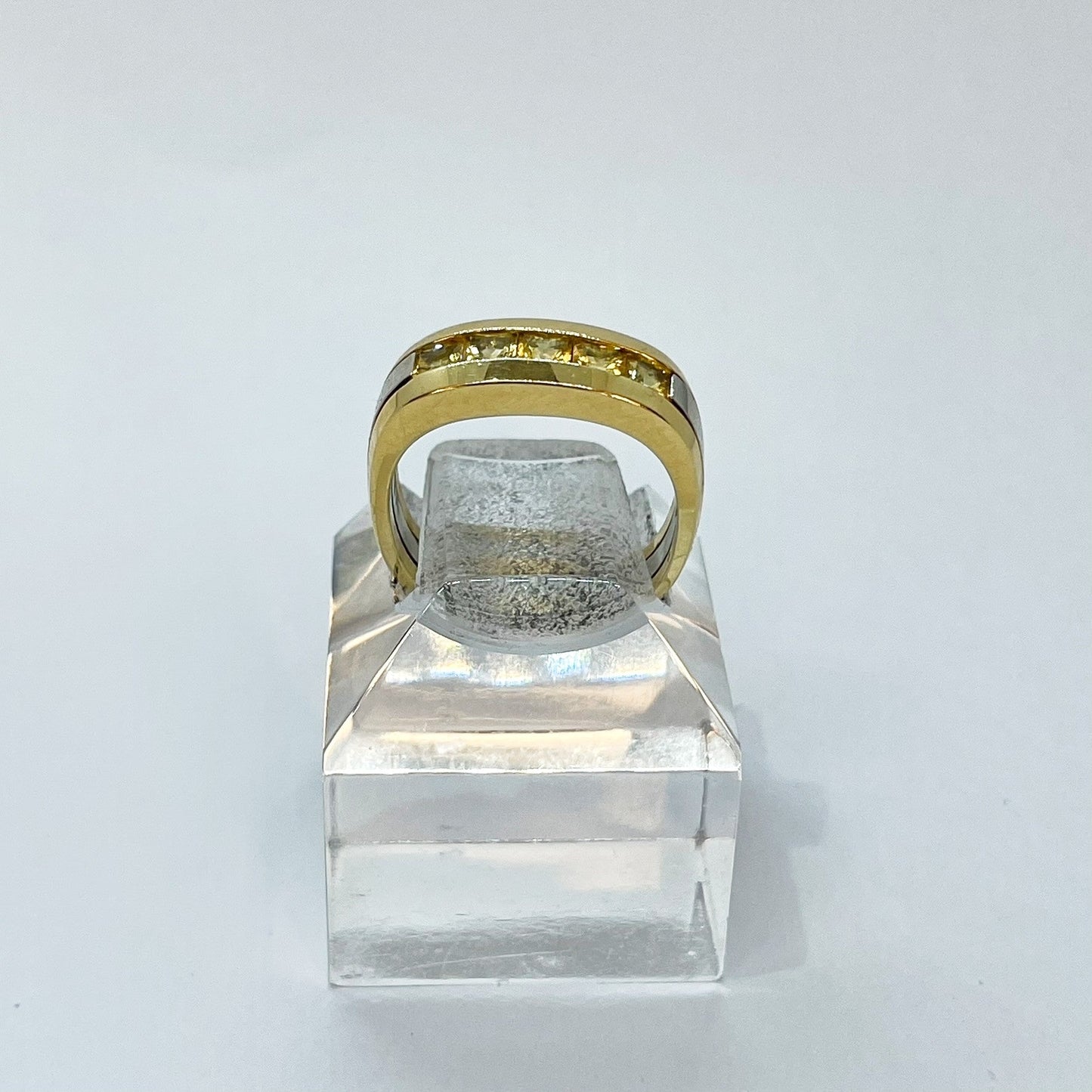 18K Two-Tone Band Yellow Sapphire Ring