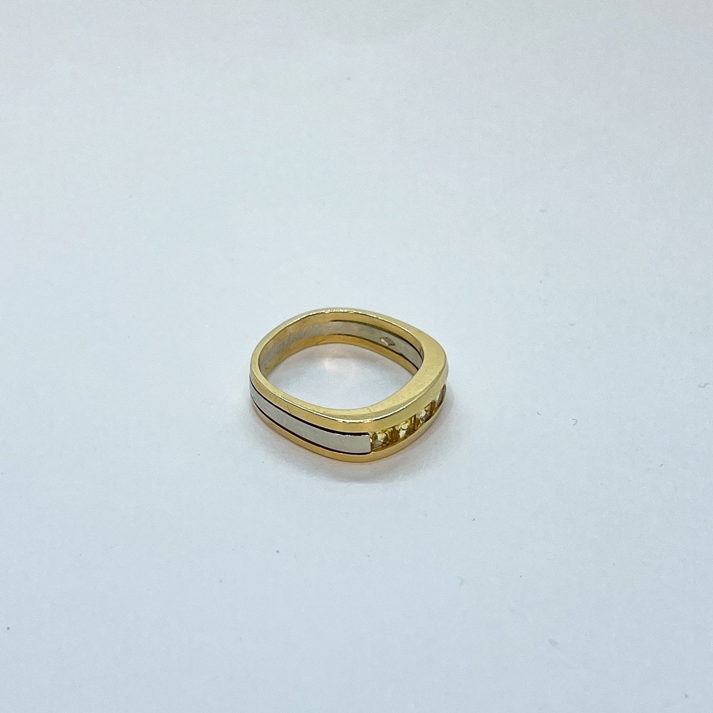 18K Two-Tone Band Yellow Sapphire Ring