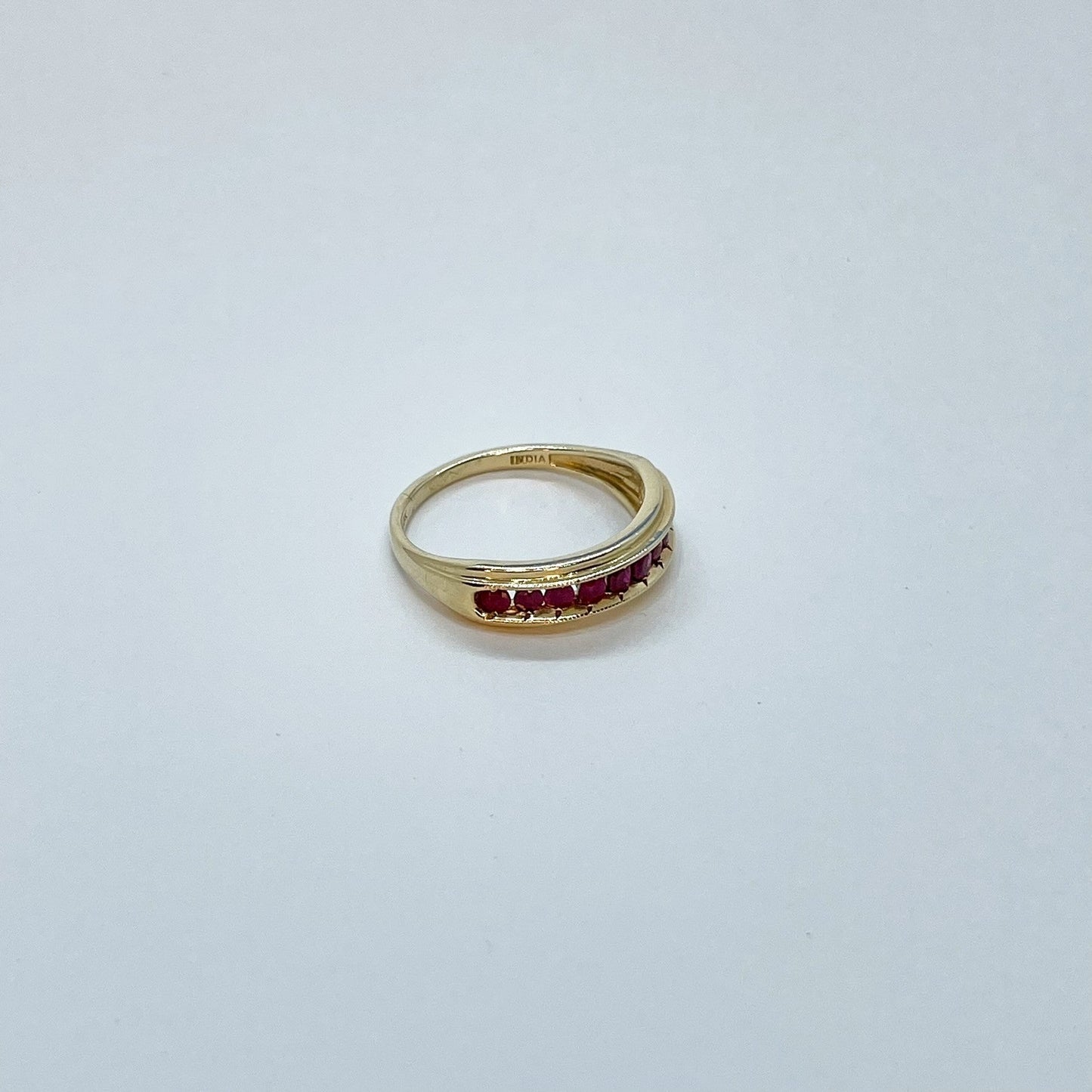 14K Princess Cut Ruby Ring with Diamond Accents