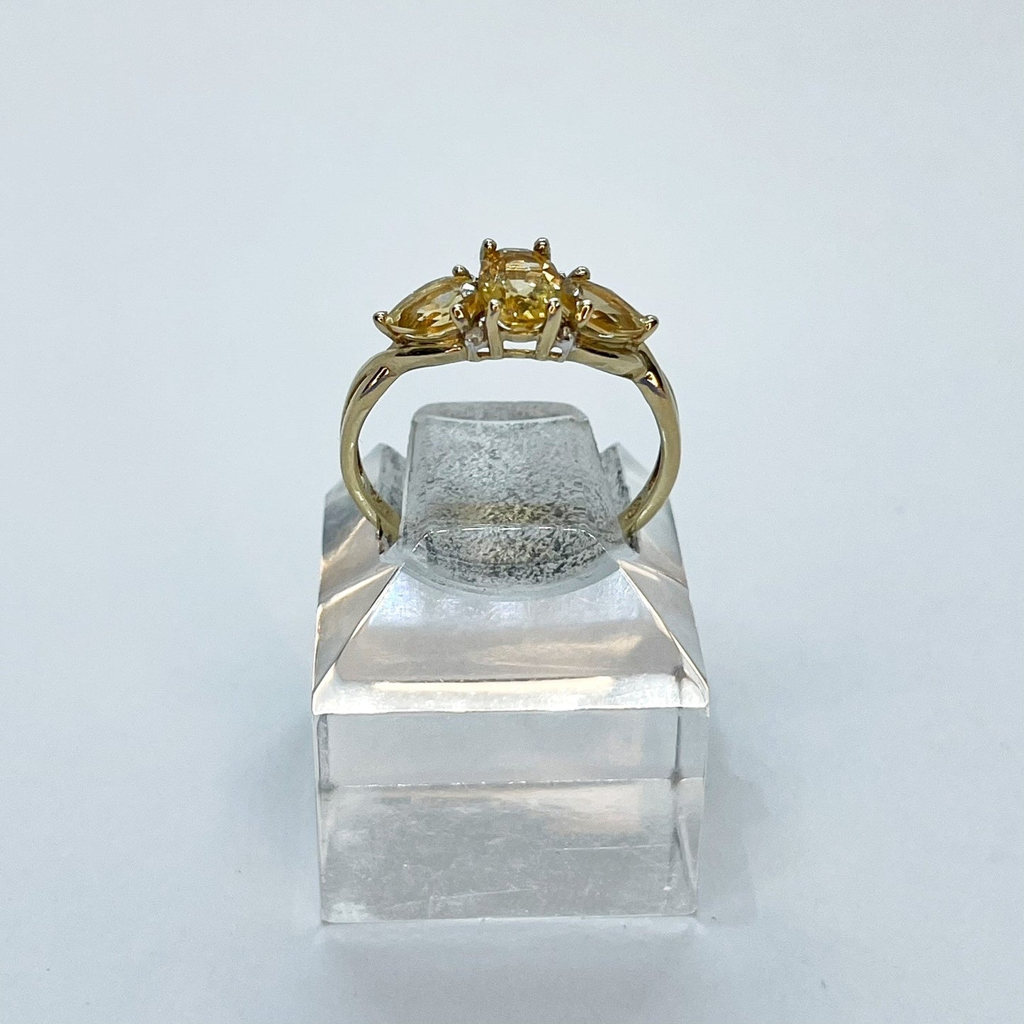 10K Oval and 2 Pear Shape Citrine Stones Ring