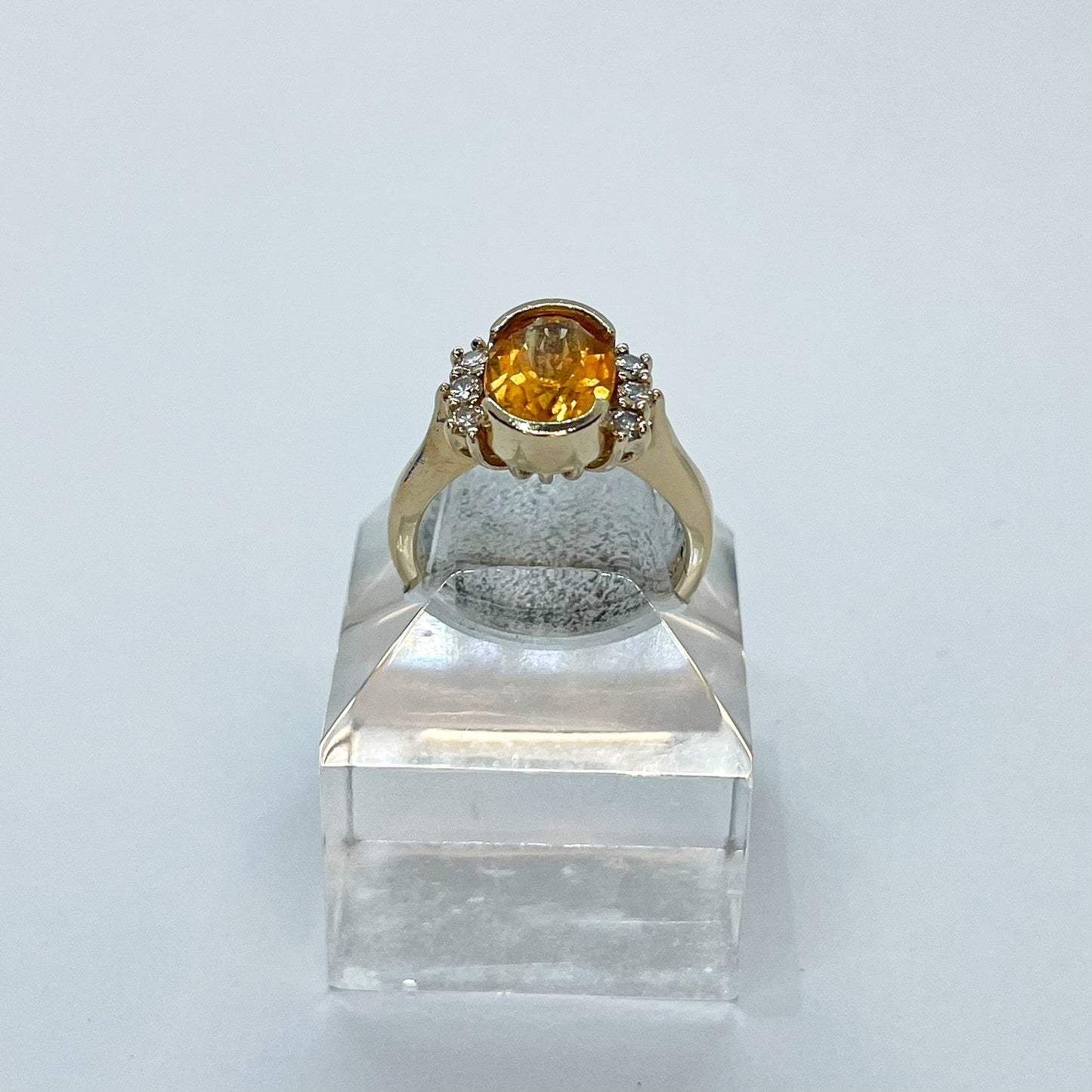 14K Oval Bezel Cut Ring