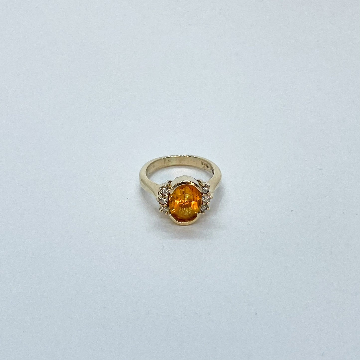 14K Oval Bezel Cut Ring