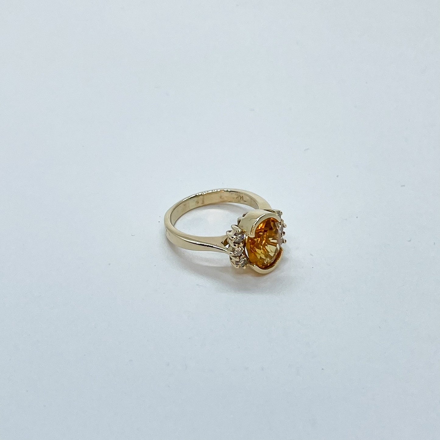 14K Oval Bezel Cut Ring