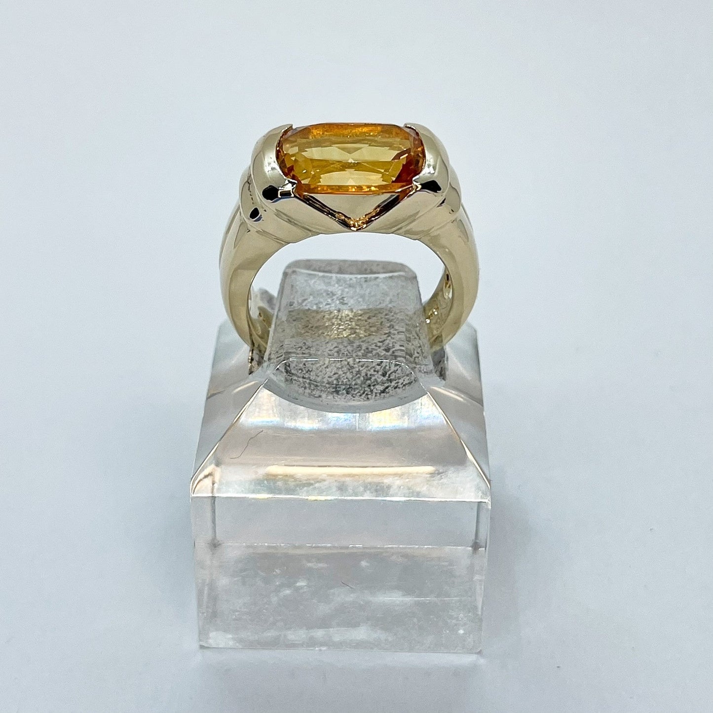 14K Citrine Large Rectangle Cushion Cut