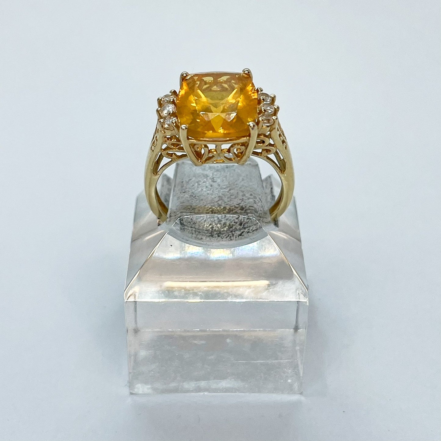 18K India Faceted Fire Opal Ring