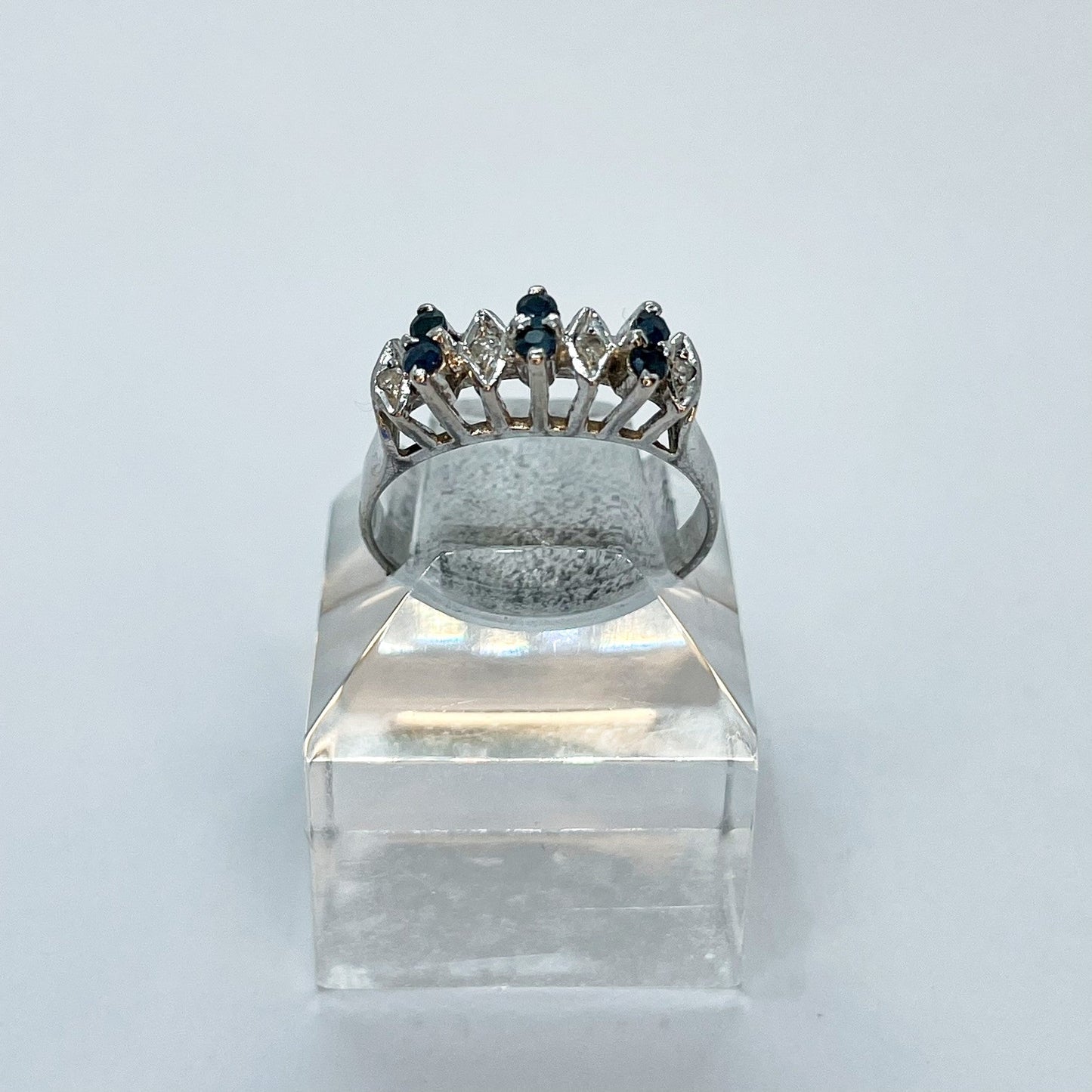 10K Sapphire Diamond Band Ring