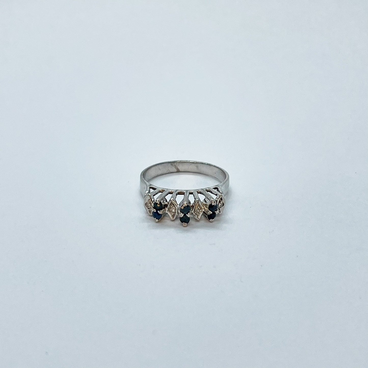 10K Sapphire Diamond Band Ring