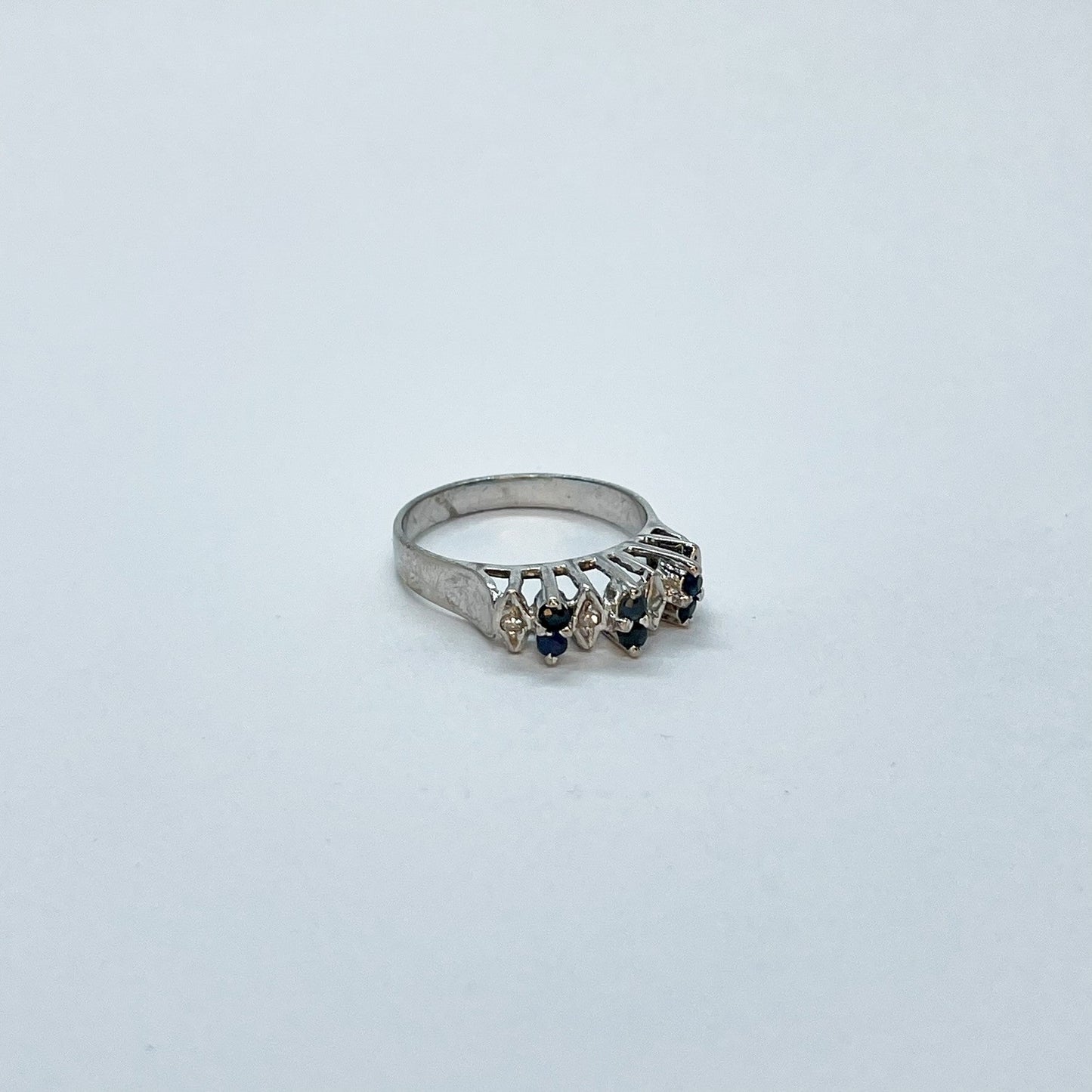 10K Sapphire Diamond Band Ring