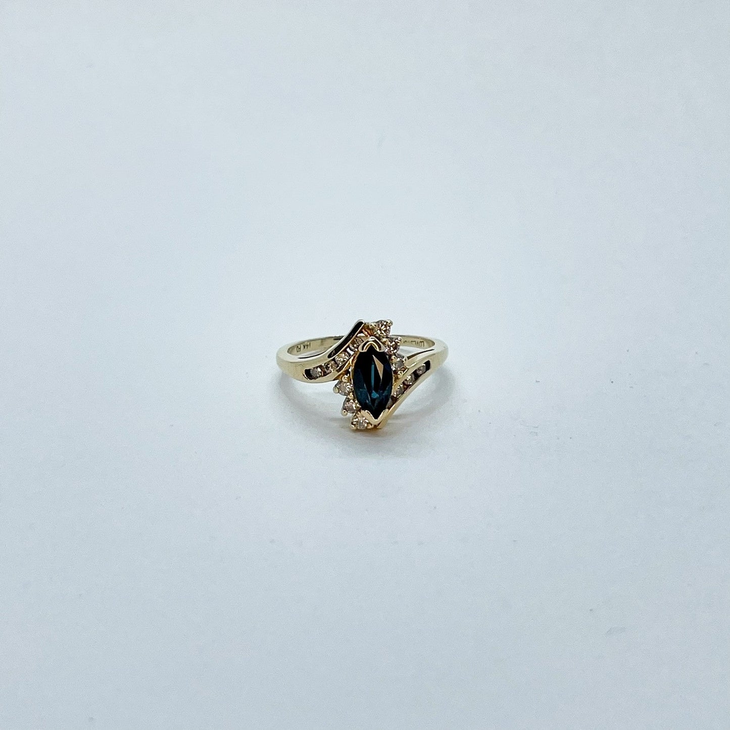 14K Marquise Set Sapphire with Diamond Ring