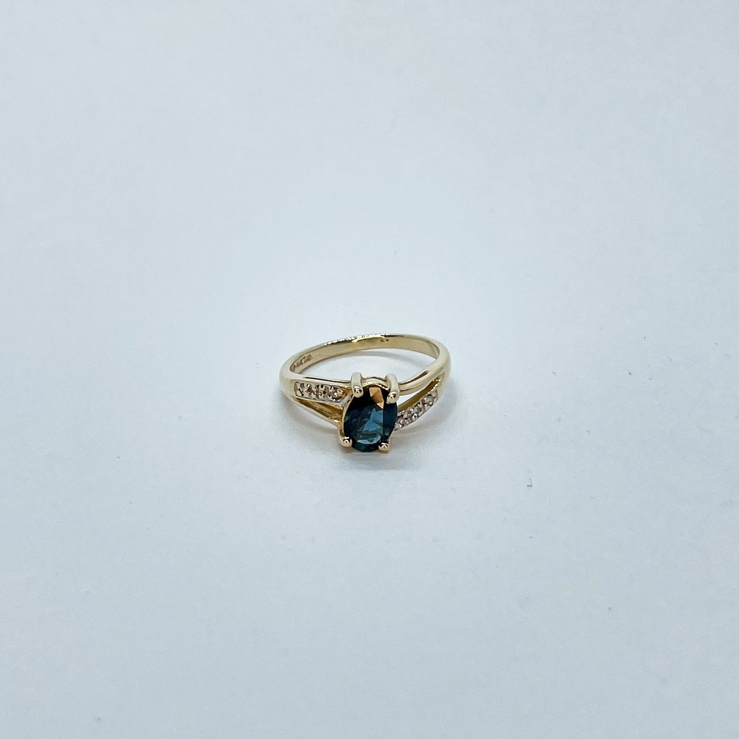 14K Offset Oval Sapphire Ring