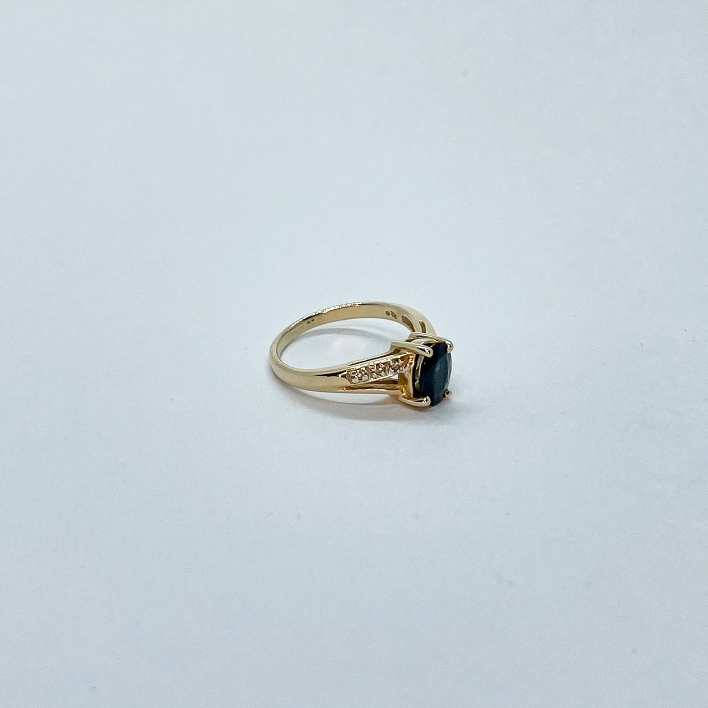 14K Offset Oval Sapphire Ring