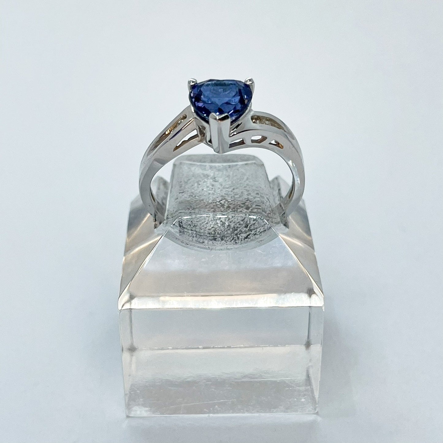 14K Heart Shaped Sapphire Ring with Diamond Accents