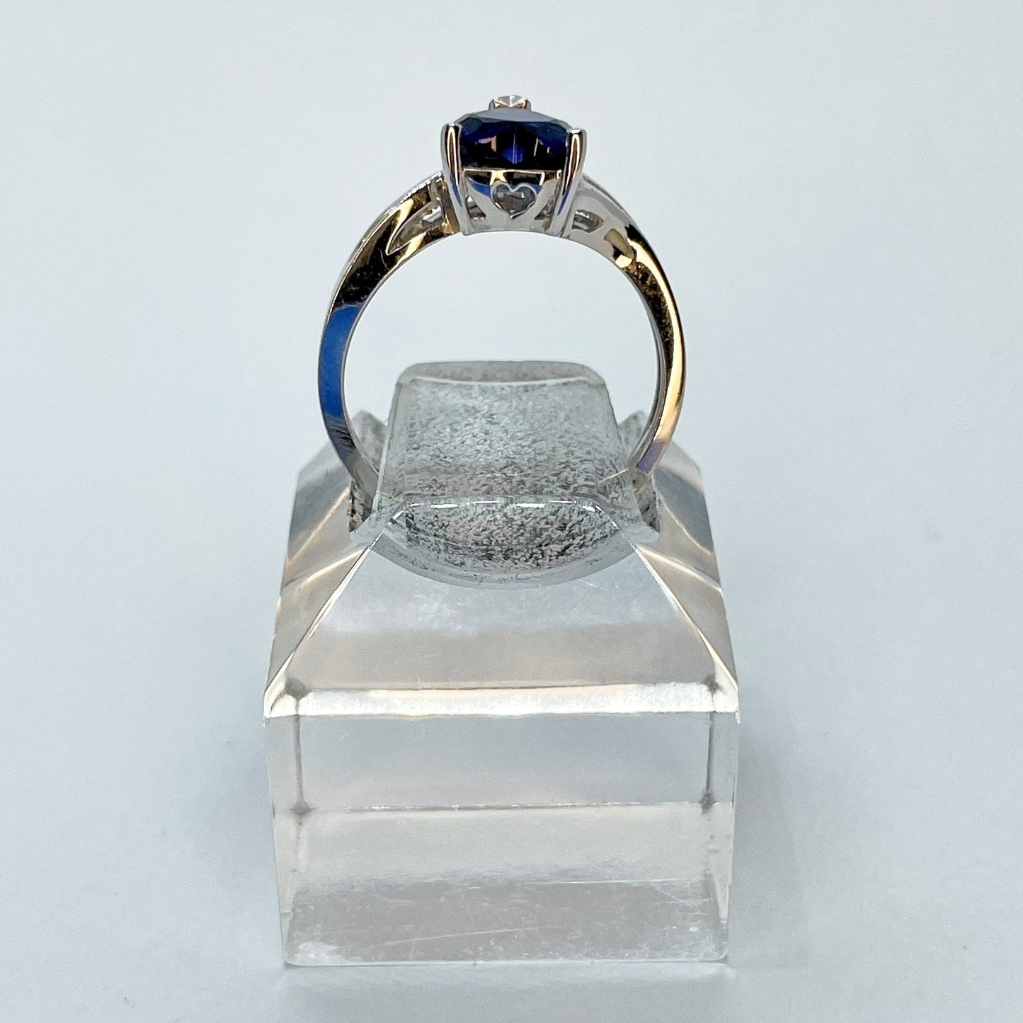 14K Heart Shaped Sapphire Ring with Diamond Accents