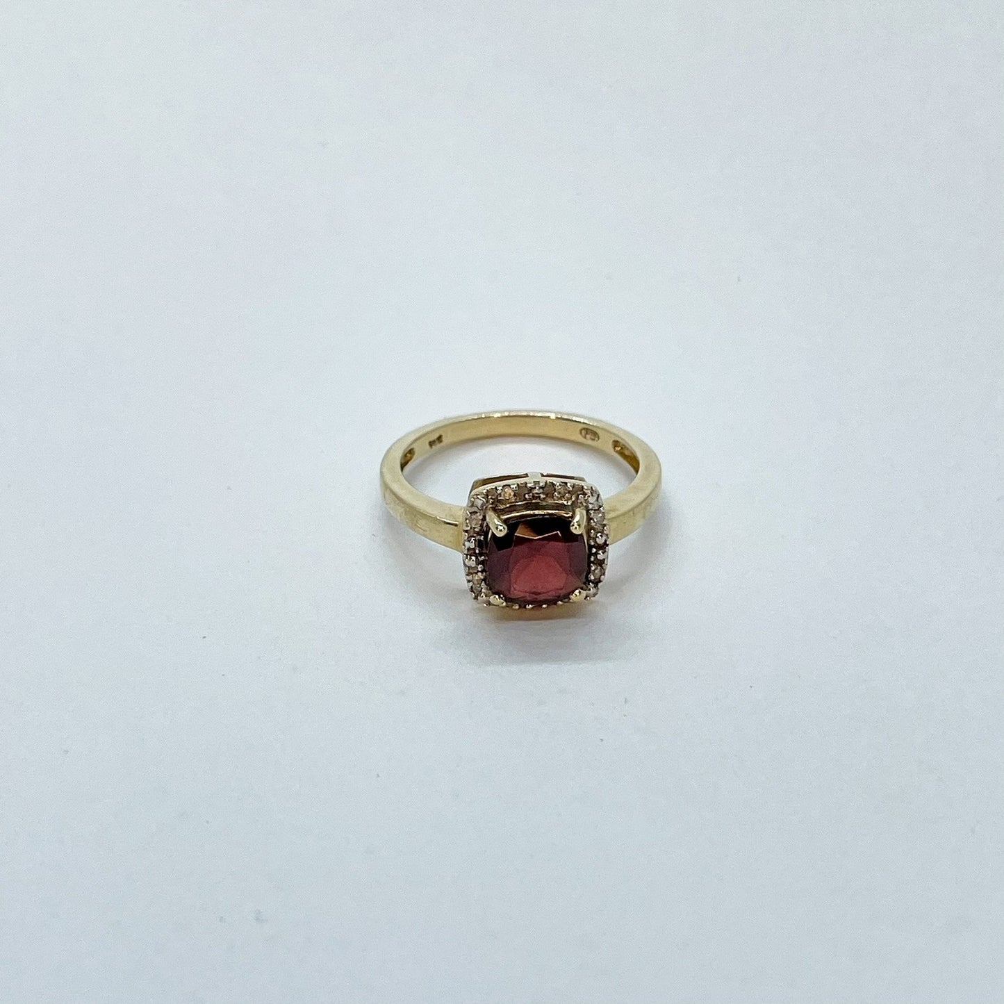 10K Garnet Cushion Cut Ring