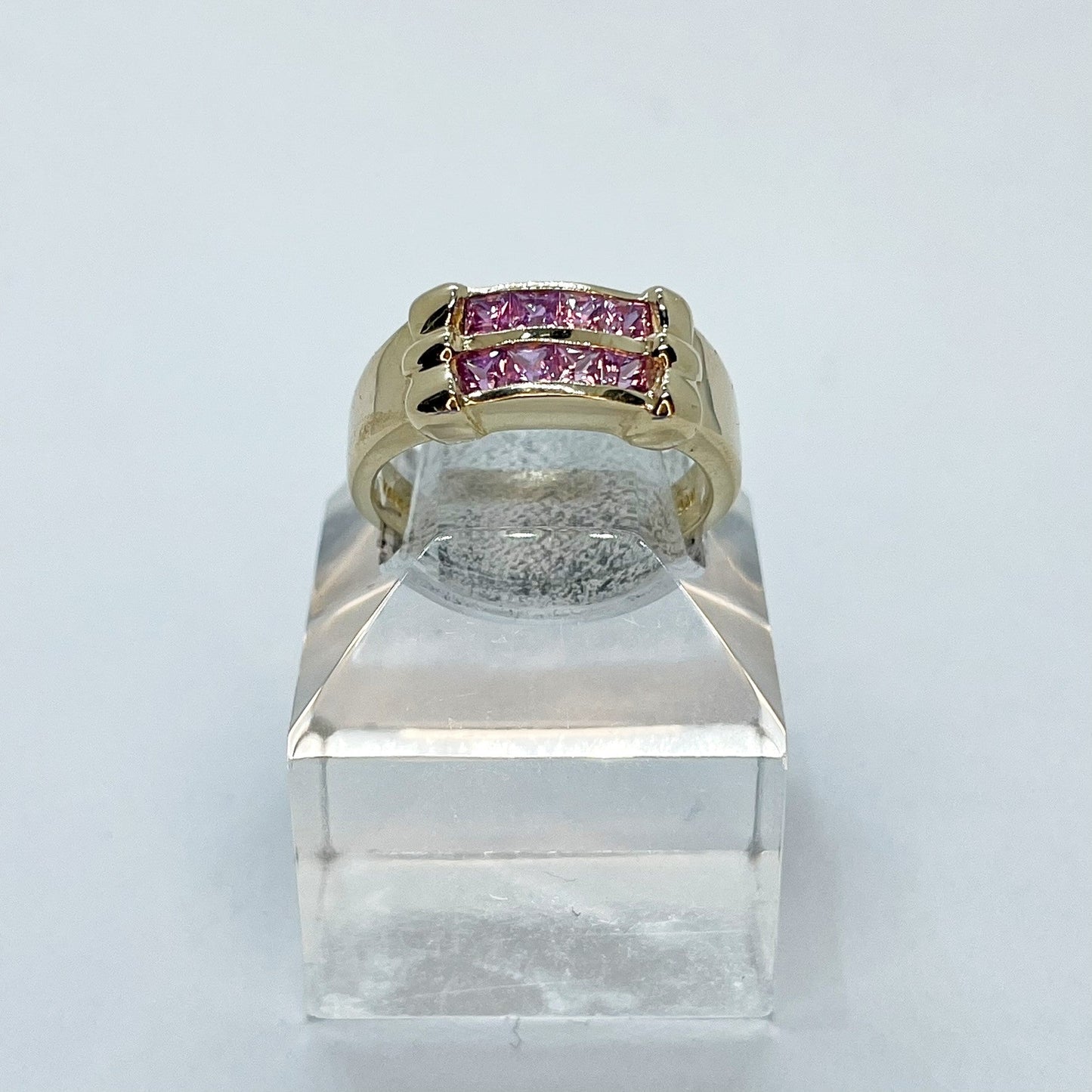 14K Princess Cut Pink Sapphire Channel Set Ring