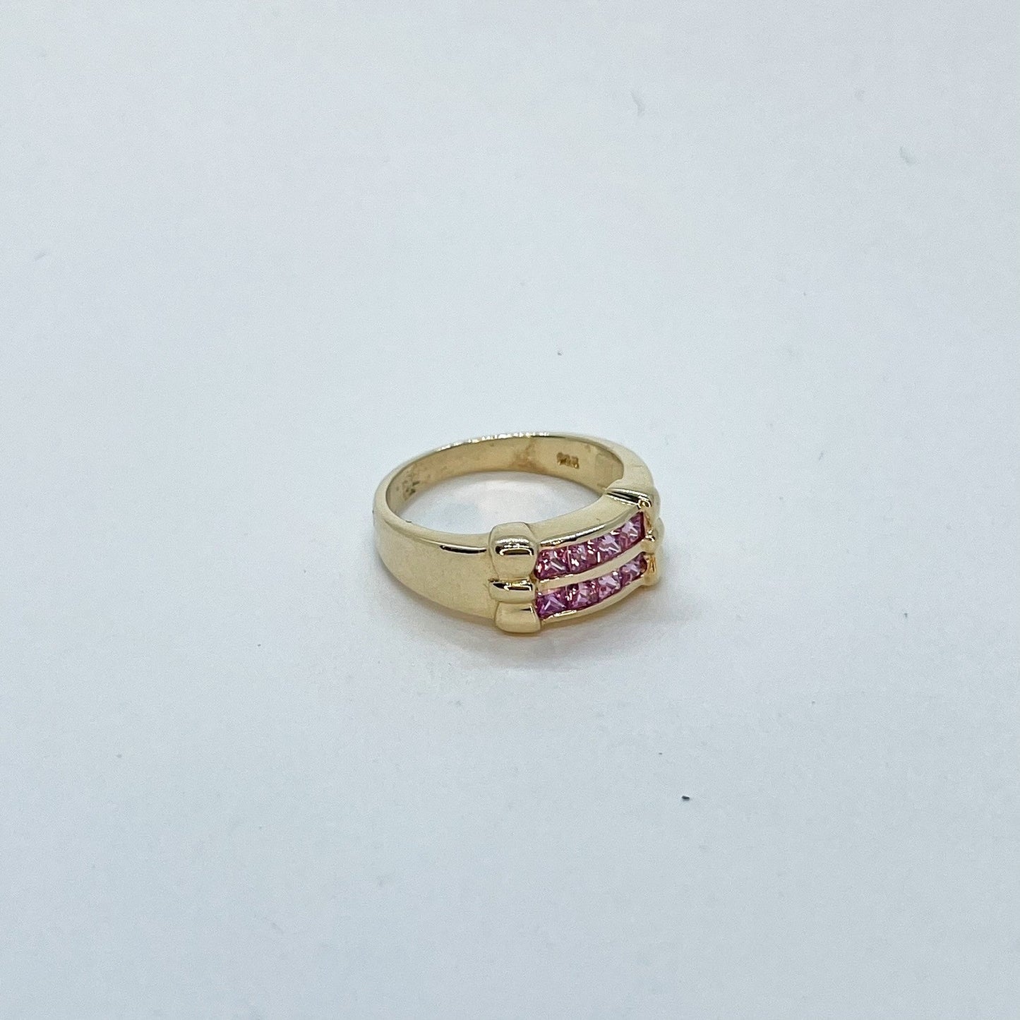 14K Princess Cut Pink Sapphire Channel Set Ring